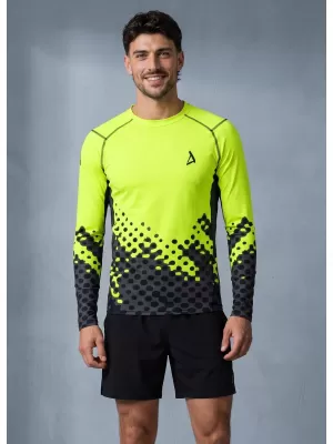 Pánska funkčná prémiová kompresná košeľa s dlhým rukávom ALTISPORT VOJ/ALM109TR03 FLUO ŽLTÁ