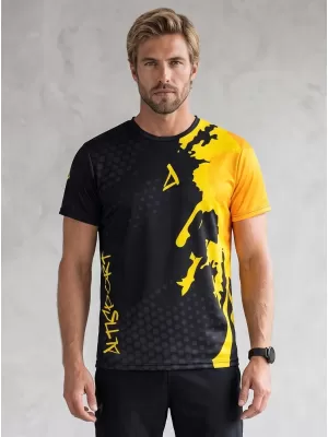 Prémiové pánske funkčné tričko ALTISPORT VOJ/ALM112TR01 ČIERNO-FLUO ORANŽOVÁ