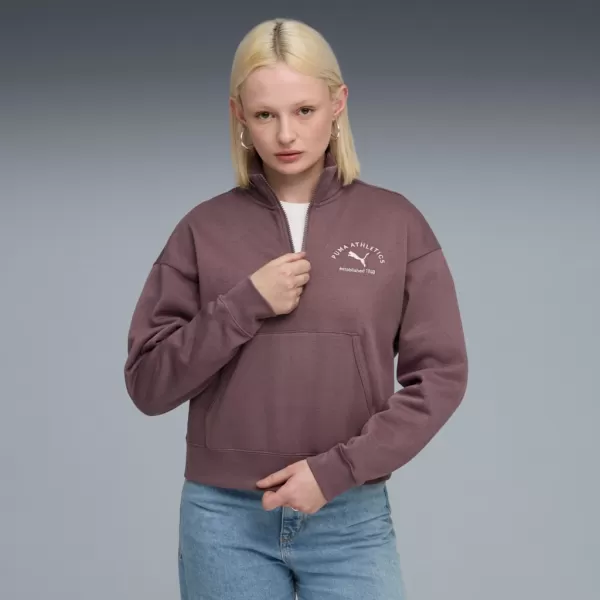  Dámska mikina PUMA CLASS COMFORT HALF-ZIP SHORT CREW FL 688138-88 FIALOVÝ 