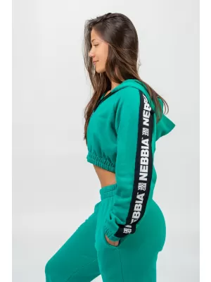 Crop mikina s kapucňou ICONIC 254 GREEN Nebbia