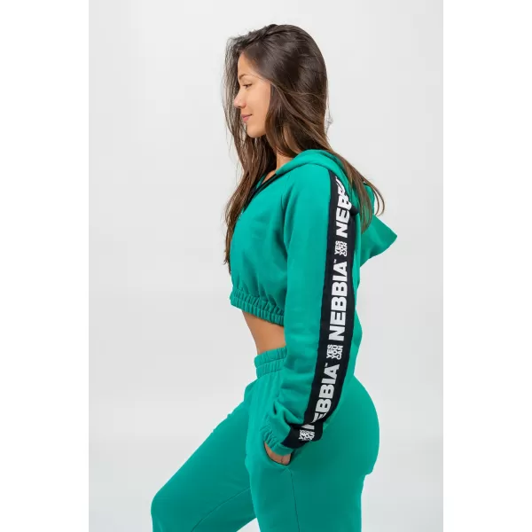  Crop mikina s kapucňou ICONIC 254 GREEN Nebbia 