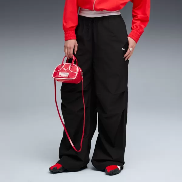  Dámske nohavice PUMA WARDROBE ESS PARACHUTE WOVEN PANTS OP 632044-01 ČIERNY 