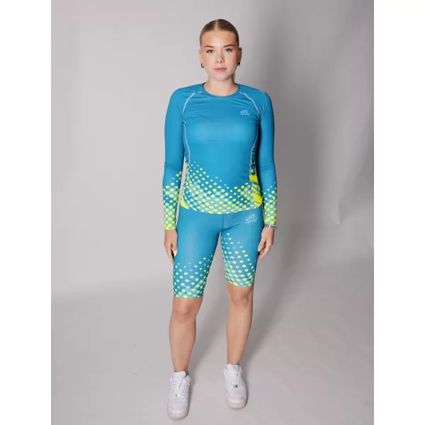  Dámske prémiové funkčné tričko s dlhým rukávom ALTISPORT VOJ/ALW109TR03 SMARAGDOVÁ/FLUO ŽLTÁ 