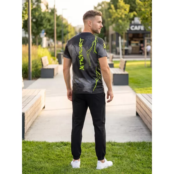  Prémiové pánske funkčné tričko ALTISPORT VOJ/ALM113TR01 ČIERNO-FLUO ŽLTÁ 