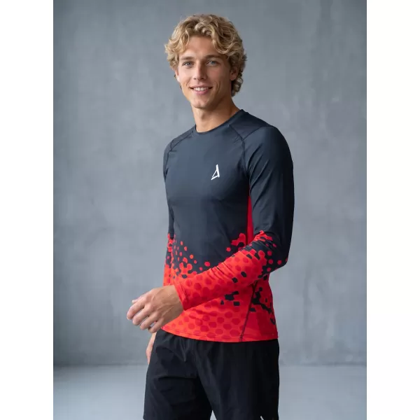  Funkčná kompresia mužov T -shirt s prémiou s dlhým rukávom ALTISPORT VOJ/ALM109TR03 ČERVENÁ/ČIERNA 