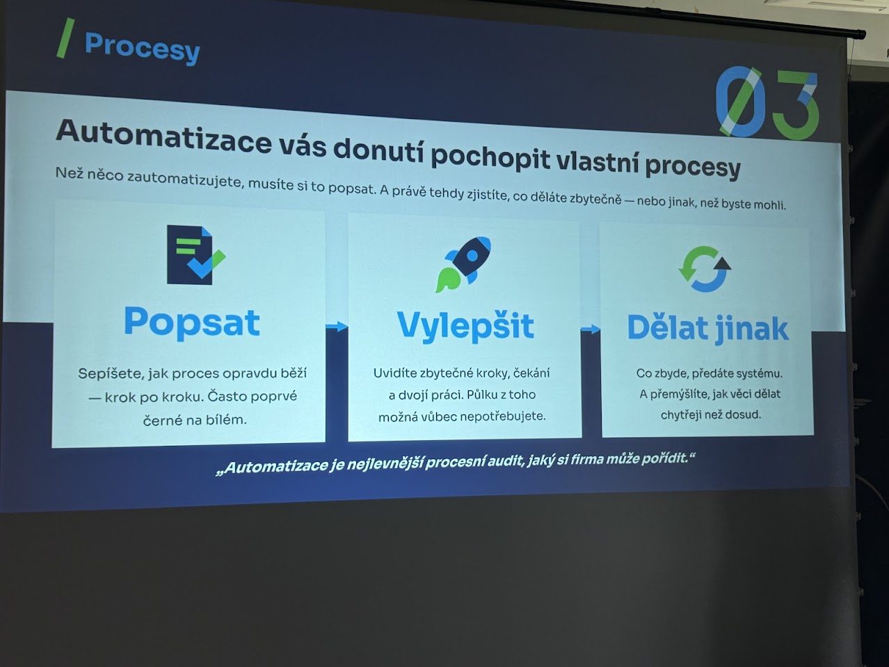 Premietaný snímok prezentácie o automatizácii firemných procesov