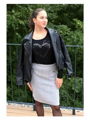 Dámska pletená sukňa KIXMI RUTH SVETLO ŠEDÁ MELANGE