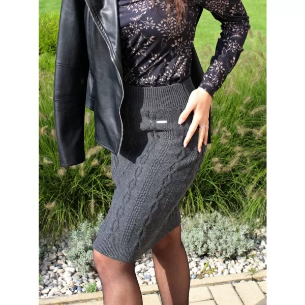  Dámska pletená sukňa KIXMI RUTH TMAVO ŠEDÁ MELANGE 