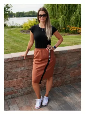 Dámska sukňa KIXMI SIBILA HNEDÁ/KRÉMOVÁ