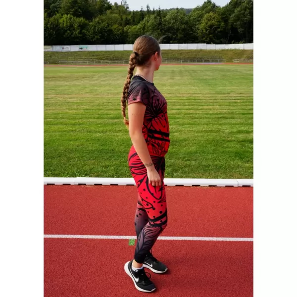  Dámske dlhé funkčné legíny premium ALTISPORT VOJ/ALW045LEG01 ČERVENOČIERNA 