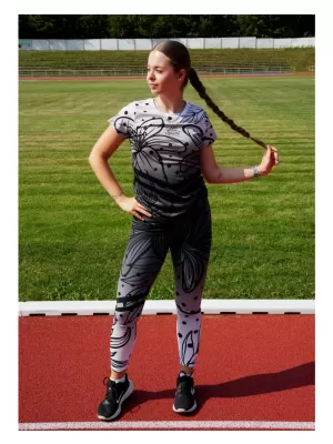 Dámske dlhé funkčné legíny premium ALTISPORT VOJ/ALW045LEG01 ČIERNOBIELA