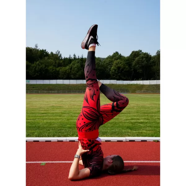  Dámske dlhé funkčné legíny premium ALTISPORT VOJ/ALW045LEG01 ČERVENOČIERNA 