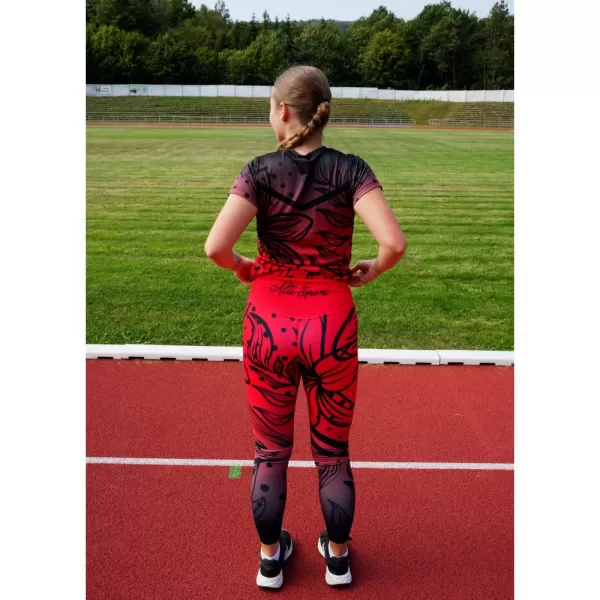  Dámske dlhé funkčné legíny premium ALTISPORT VOJ/ALW045LEG01 ČERVENOČIERNA 