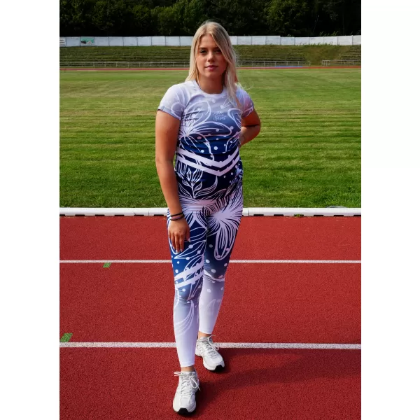  Dámske dlhé funkčné legíny premium ALTISPORT VOJ/ALW045LEG01 NÁMORNÁ MODRÁ/BIELA 