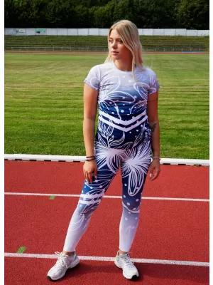 Dámske dlhé funkčné legíny premium ALTISPORT VOJ/ALW045LEG01 NÁMORNÁ MODRÁ/BIELA