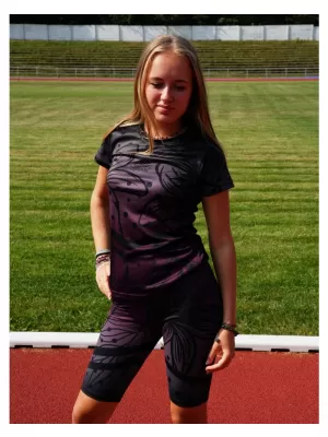 Dámske funkčné legíny nad kolená premium ALTISPORT VOJ/ALW045LEG02 FIALOVÁ/ČIERNA