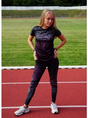 Dámske dlhé funkčné legíny premium ALTISPORT VOJ/ALW045LEG01 FIALOVÁ/ČIERNA