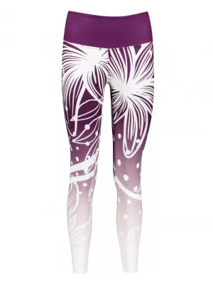 Dámske dlhé funkčné legíny premium ALTISPORT VOJ/ALW045LEG01 FIALOVÁ/BIELA