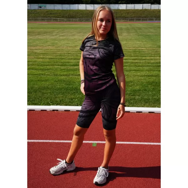  Dámske funkčné legíny nad kolená premium ALTISPORT VOJ/ALW045LEG02 FIALOVÁ/ČIERNA 