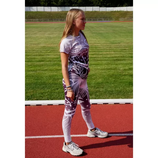  Dámske dlhé funkčné legíny premium ALTISPORT VOJ/ALW045LEG01 FIALOVÁ/BIELA 