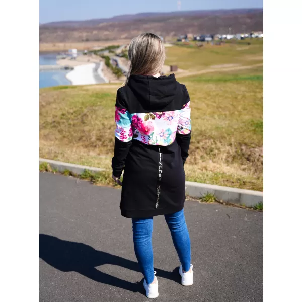  Predĺžená mikina dámy ALTISPORT ELIZA ČIERNA/RUŽOVÁ 